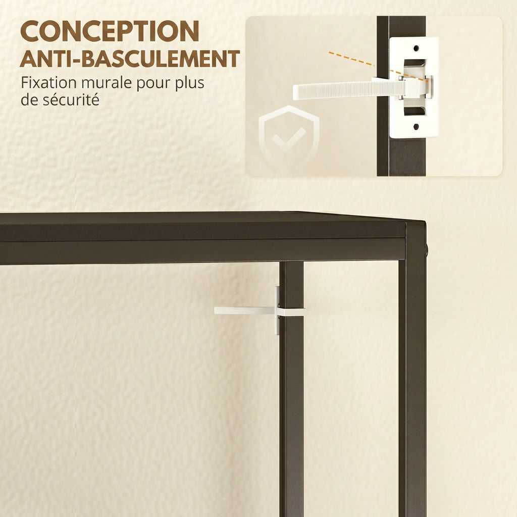 Table Console en Acier 2 Étagères Design Moderne pour Salon Entrée Couloir 100 x 30 x 87 cm Noir