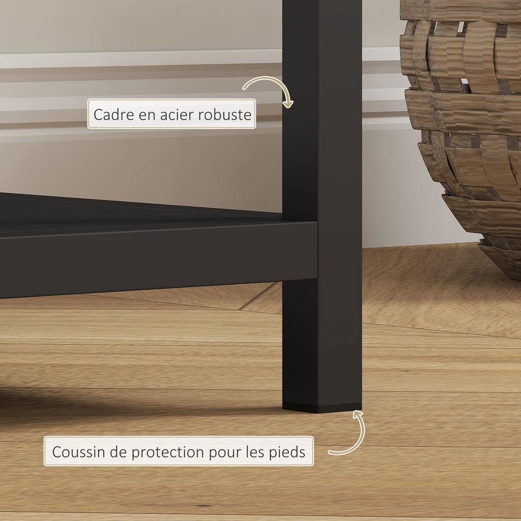 Console meuble étroite à 4 niveaux style industriel cadre en acier, 110 x 30 x 75 cm, noir