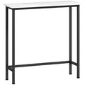 Console meuble 75 cm, table console plateaux en effet marbre, cadre en métal, style moderne blanc et noir