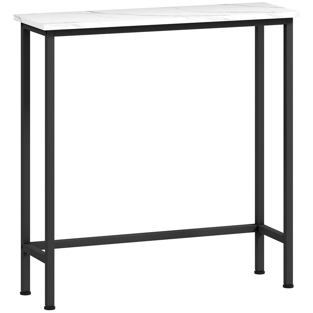 Console meuble 75 cm, table console plateaux en effet marbre, cadre en métal, style moderne blanc et noir