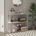 Table console en acier 2 étagères design moderne pour salon entrée couloir 100 x 30 x 87 cm blanc