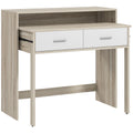 Table console avec plateau coulissant et 2 tiroirs, table de couloir avec rangement, 95l x 35P x 87H cm, aspect chêne