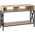 Table Console Table d'Entrée Industriel Multi-rangements 120 x 23,5 x 75 cm Bois Chêne