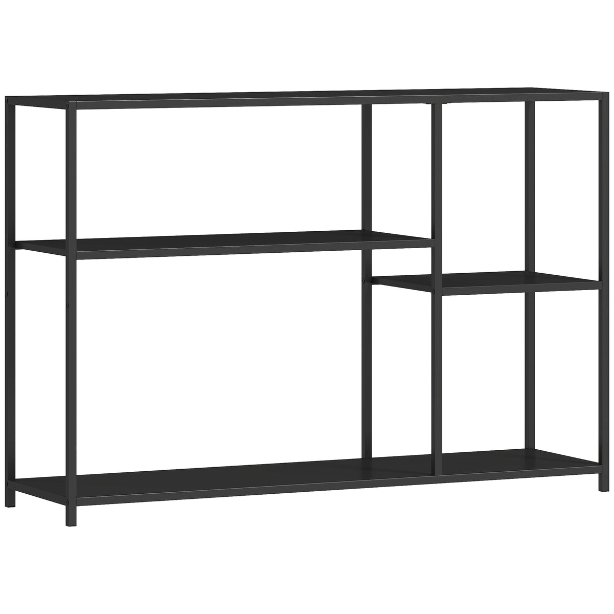 Console meuble étroite à 4 niveaux style industriel cadre en acier, 110 x 30 x 75 cm, noir - Unlucky’s Shop