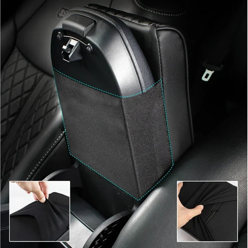 Coussin souple en cuir noir pour accoudoir central de voiture - Unlucky’s Shop