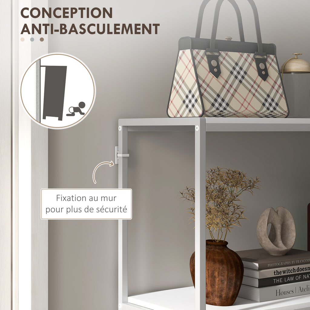 Table console en acier 2 étagères design moderne pour salon entrée couloir 100 x 30 x 87 cm blanc