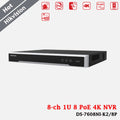 Hikvision 8 Channel 1U 8 PoE 4K NVR 8ch IP Camera Input H.265+ 80Mbps 2 SATA