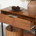 Console meuble, table console avec tiroir et pieds en acier, pour salon, entrée, couloir, 80 x 30 x 76 cm, marron
